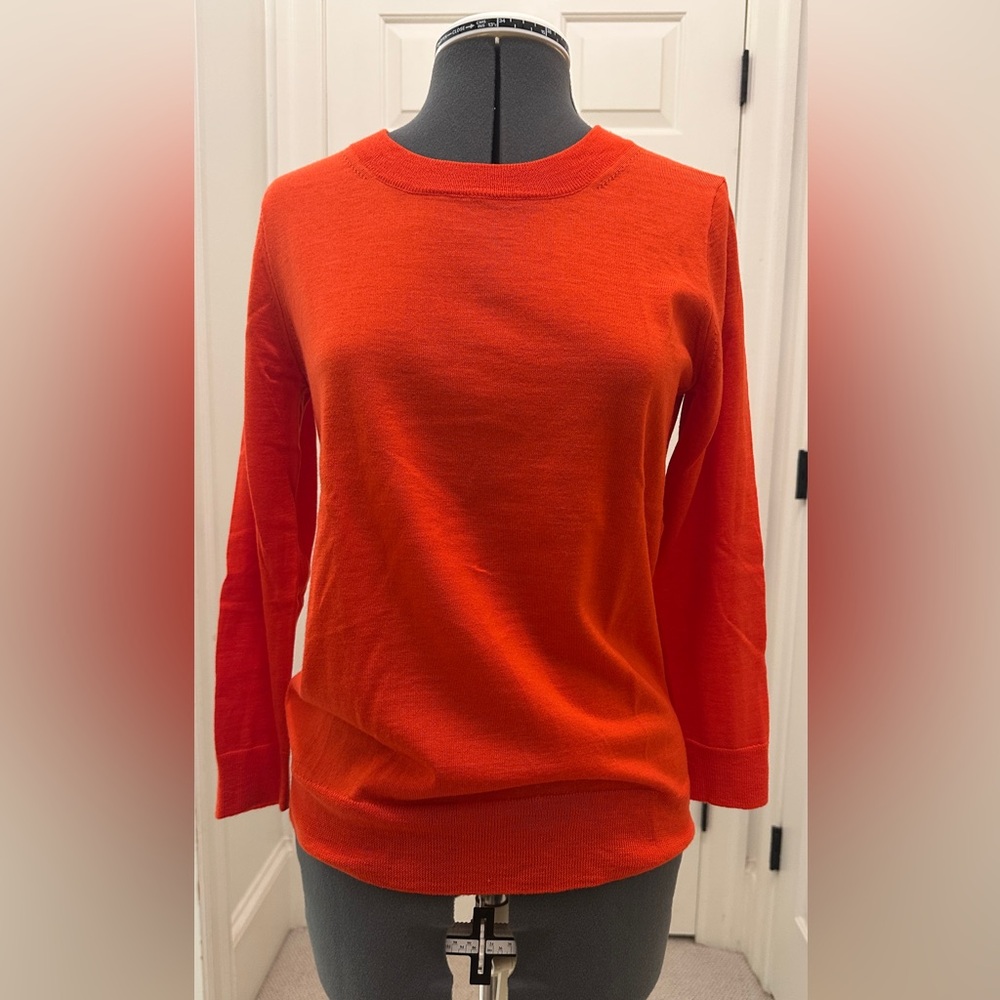 J. Crew Vibrant Red Orange Crew Neck Sweater, sz M